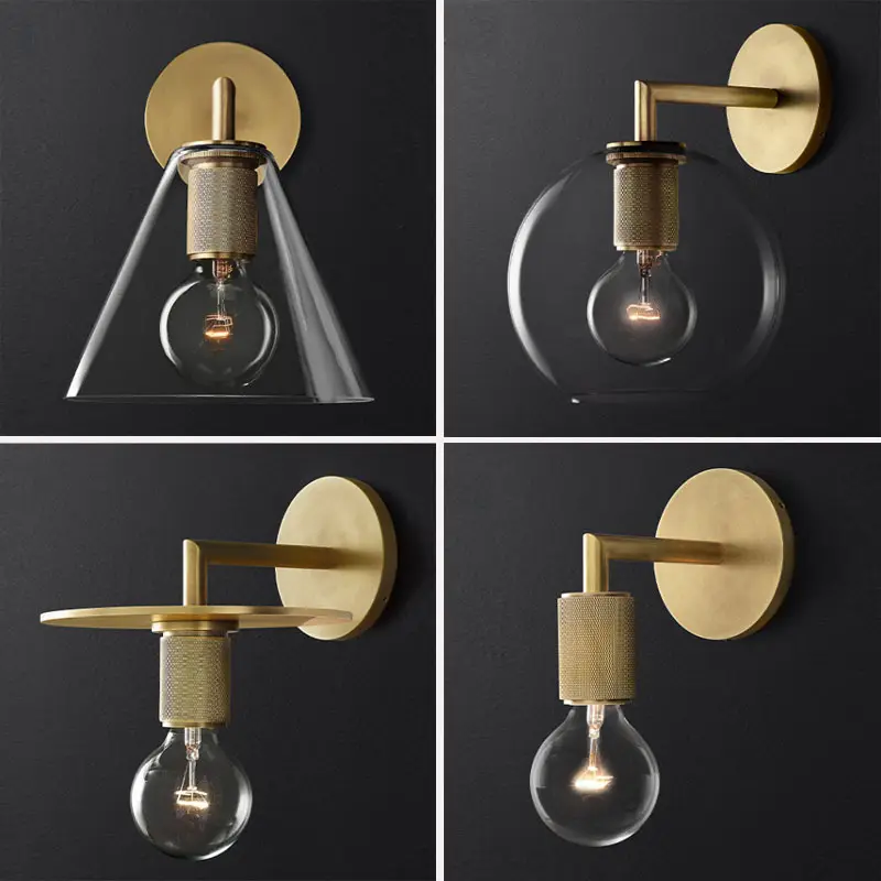 Bedside Wall Lamp Wrought Iron Glass Mirror