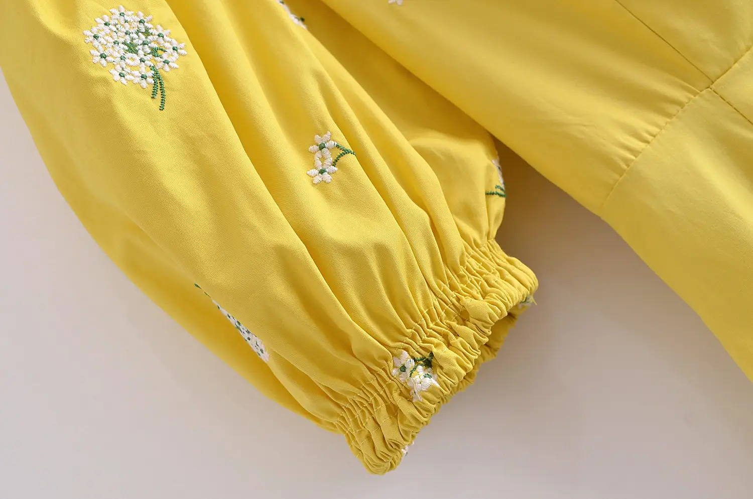 Square Neck Back Bow Floral Embroidered Dress