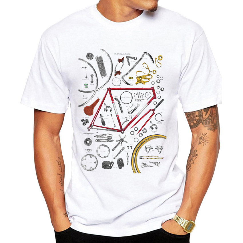 Title 18, Heren T-shirt met retro sportfiets print. Genie...