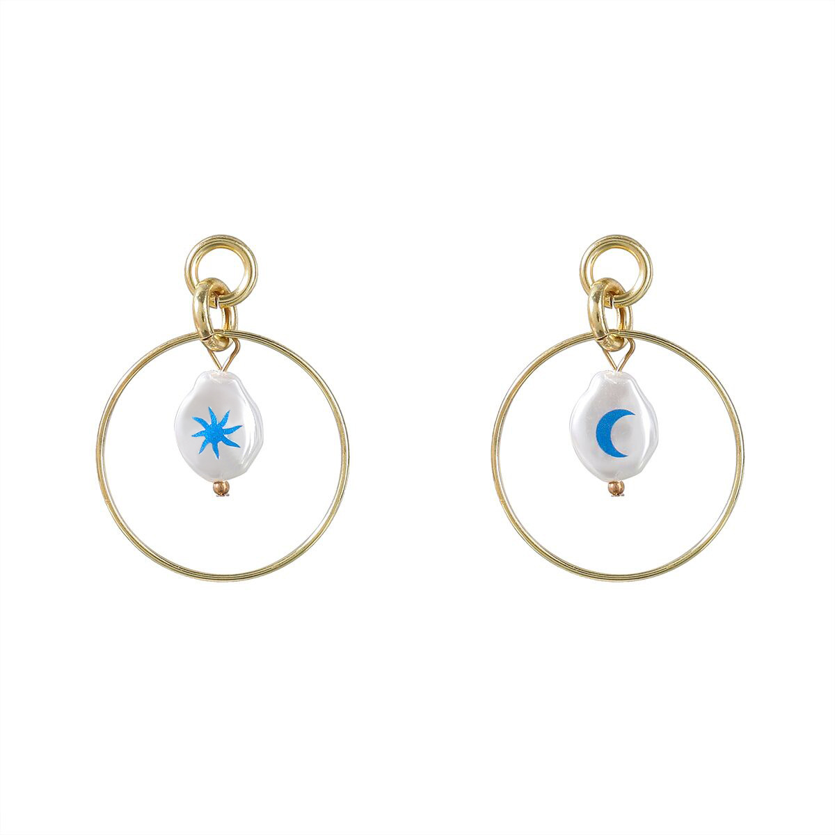 European And American Ins Wind Alloy Imitation Pearl Star And Moon Earrings