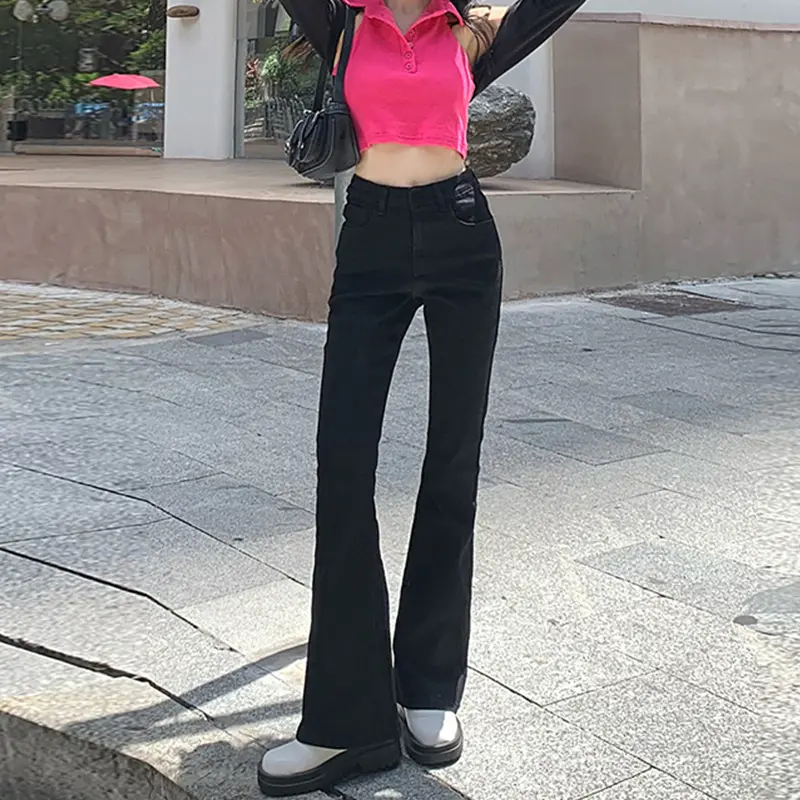 Women's Denim Design Sense Flared High Waist Pants