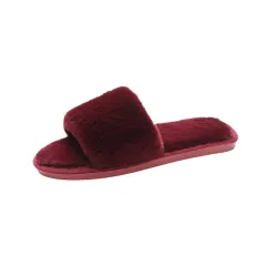 Ladies Fashion New Suede Plush Slippers - Wine - View 1