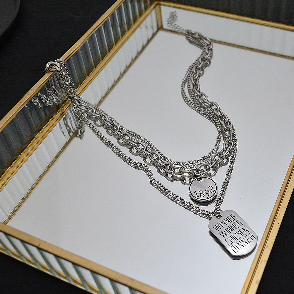 Niche Design Sense Multi-layered Round Brand Square Necklace