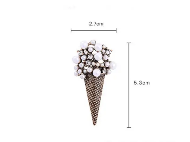 Pearl Rhinestone Fashion Ice Cream Brooch