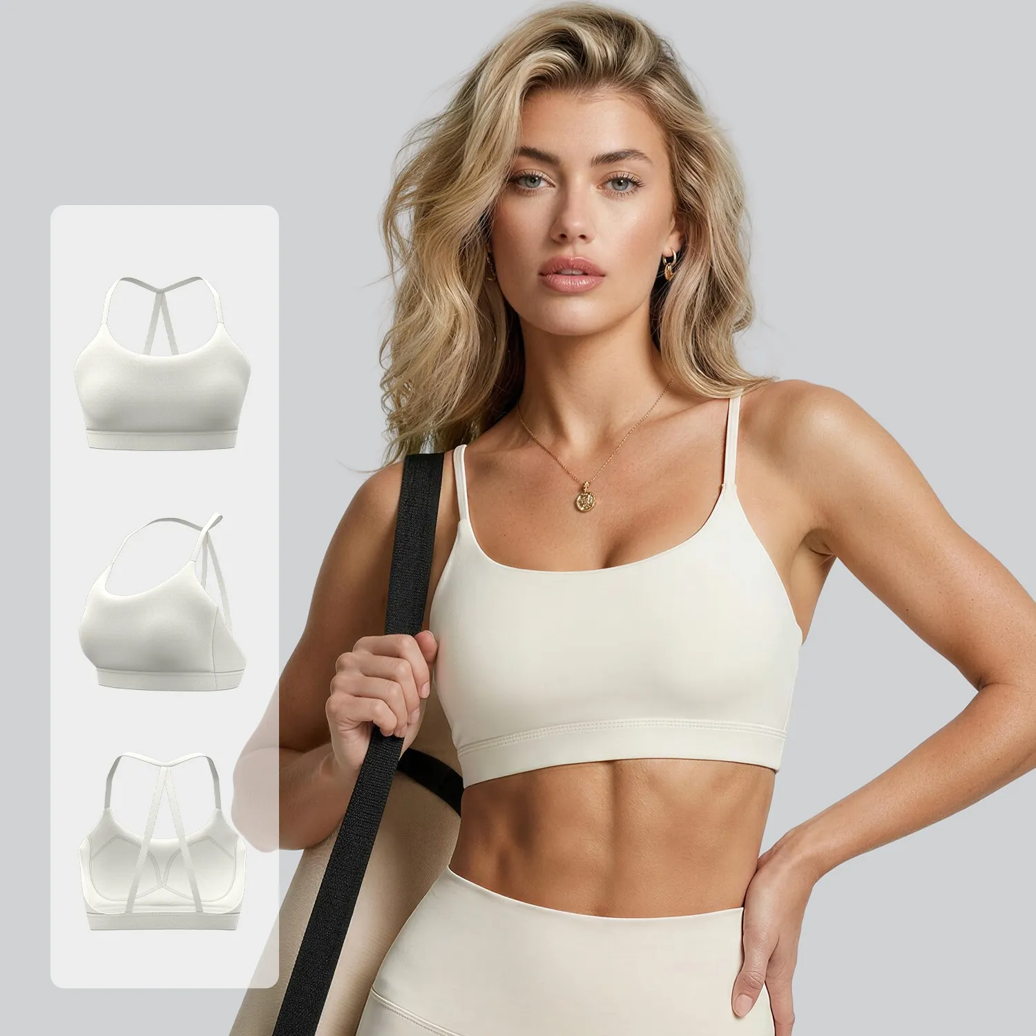 Fixed Integrated Halter Sports Bra