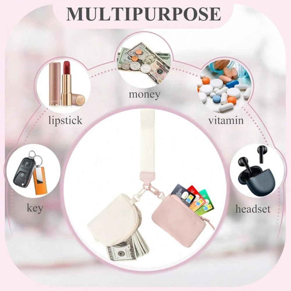 KeyChain Wallet Wristlet Wallets For Women Mini Zip Dual Pouch Wristlet — foto 5