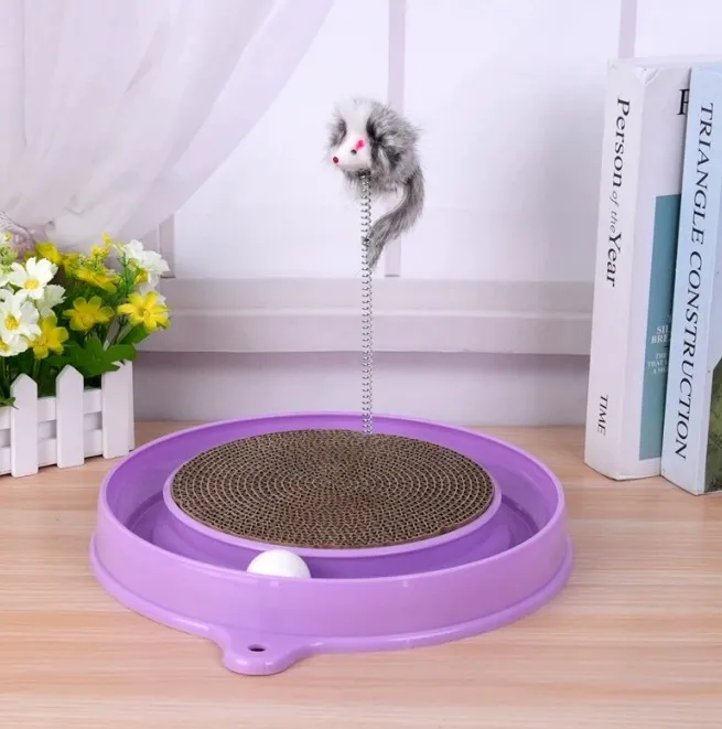 Multi-functional Cat Scratching Board With Ball Track, Various Colours Of Mat Board, Self-height Relief From Boredom To Tease The Cat, With Spring ...