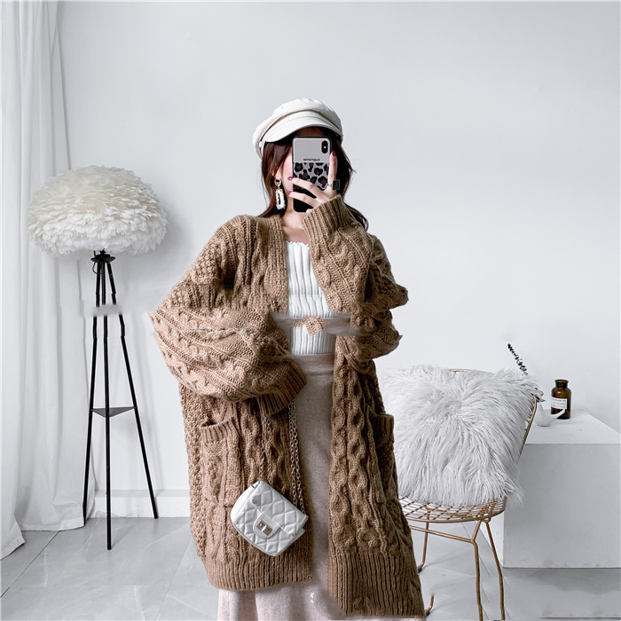 Autumn And Winter Lazy Style Knitted Padded Sweater Women