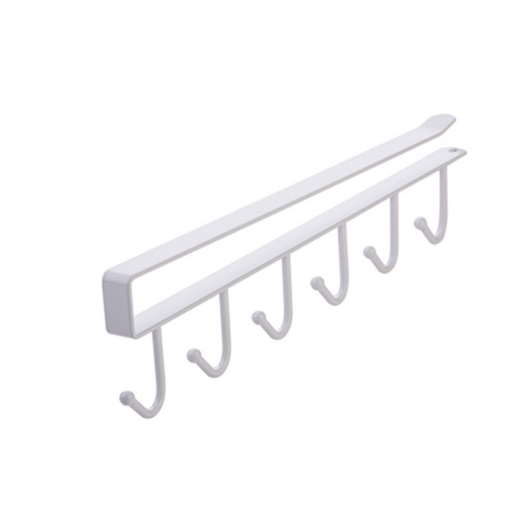 Self Pickup Only - Kitchen Wrought Iron Seamless Nail Free Hook Multi Row Cabinet Storage Rack, Six Row Hook Wardrobe, Six Row Hook Organizing Rack
