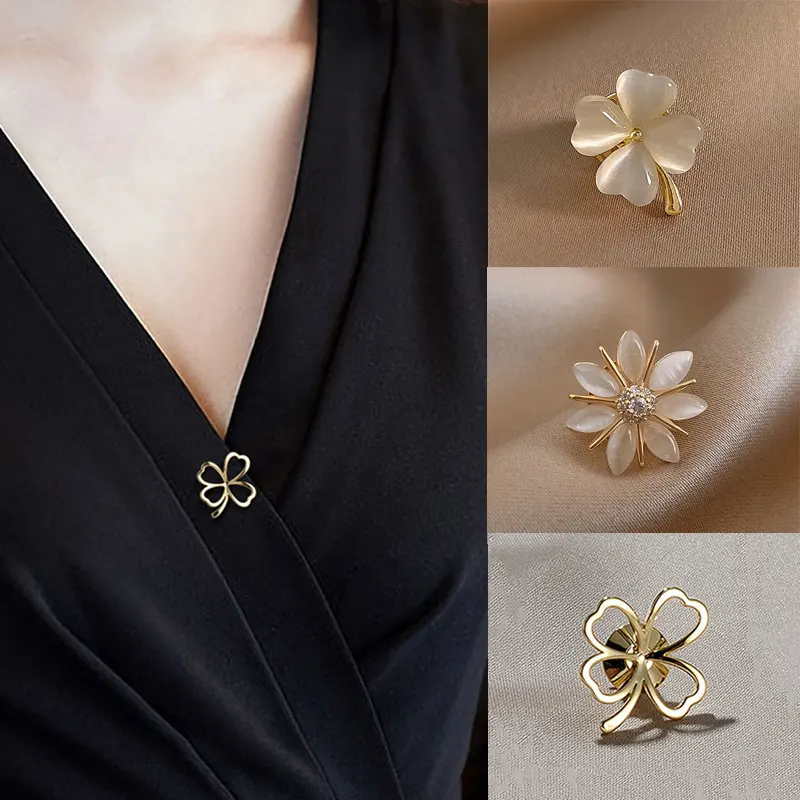 Simple and Versatile Opal Neckline Shirt Cardigan Collar Pin