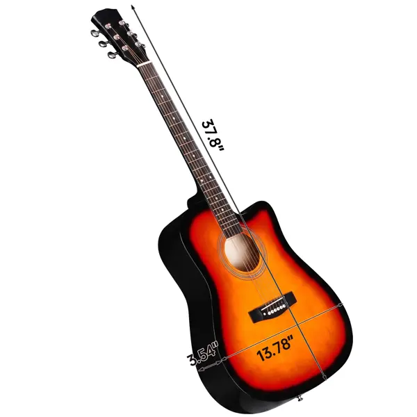 Sunset Color 41-inch Dreadnought Barrel-shaped Cutaway Acoustic