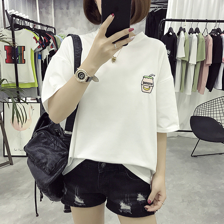 Title 6, Ladies Short-sleeved Bottoming Shirt Embroidery...