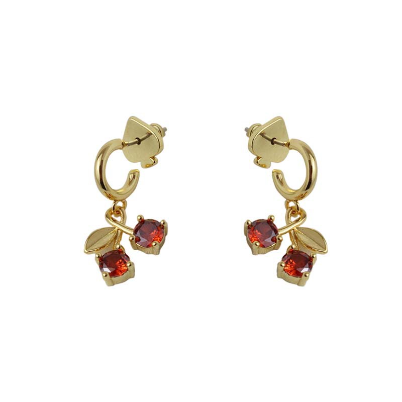 Red Cherry Earrings In 18K Real Gold Plated Design