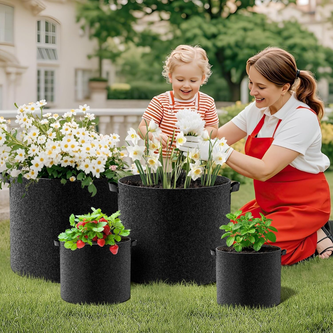 Sacs de culture en tissu, 4 paquets, 10 gallons, pots de jardin non tissés épais – Image 6
