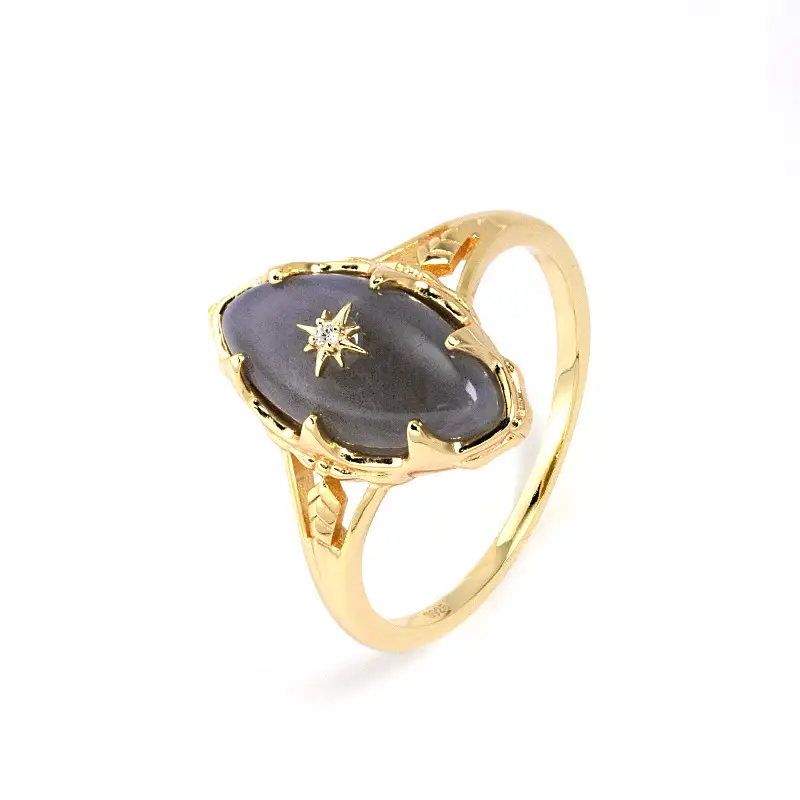 Night Sky Star Grey Elongated Stone Retro Dream Girl Ring