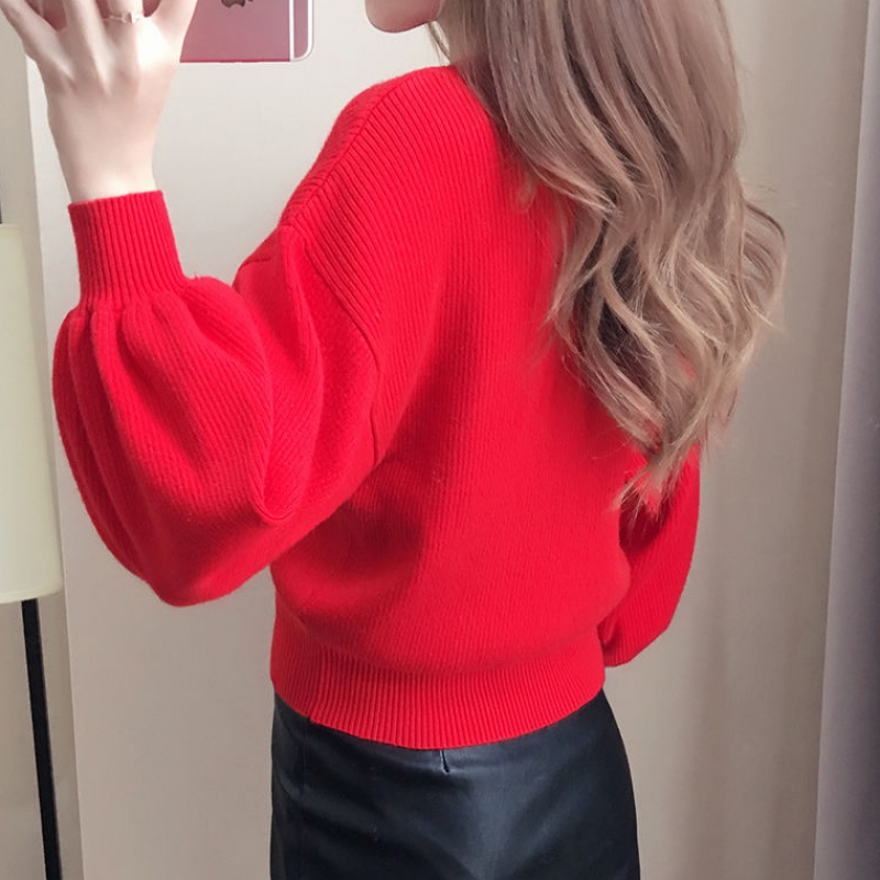 New Loose And Lazy Red Fashion Thick Knit Sweater