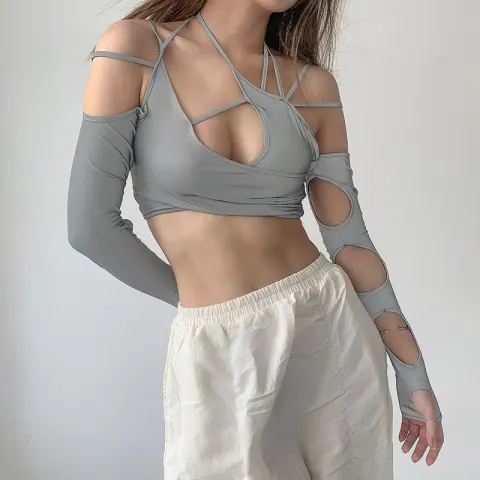 Halter Neck Strapless Sleeves Camisole Top
