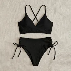 Bikini Split Swimsuit For Women - Black - View 1