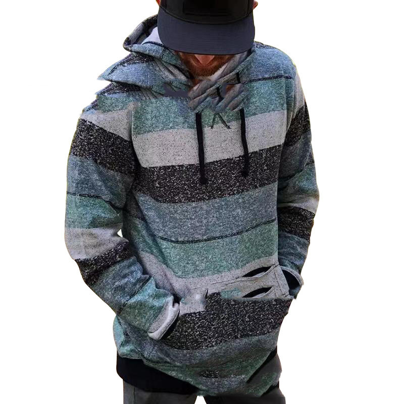 New Men's Printed Casual Pullover Hooded Long Sleeved Sweater