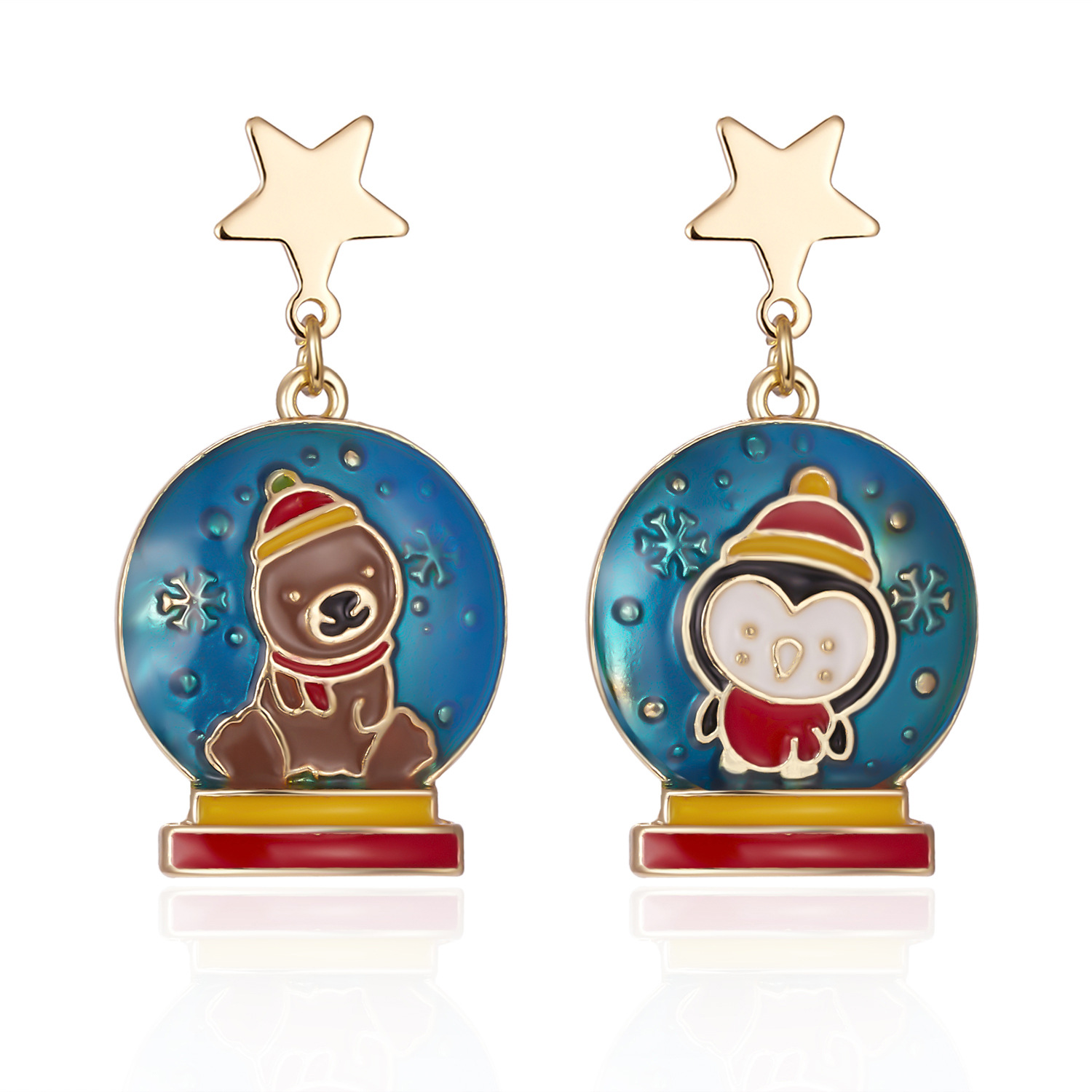 Star Earrings Fashion Bear Penguin Asymmetric