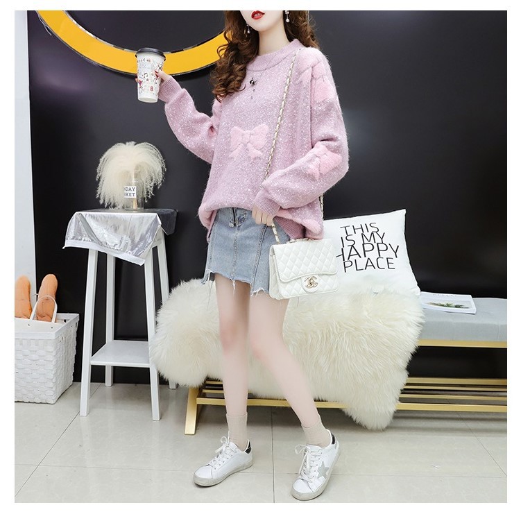 Fashion Lazy Solid Color Round Neck Loose Sweater Women
