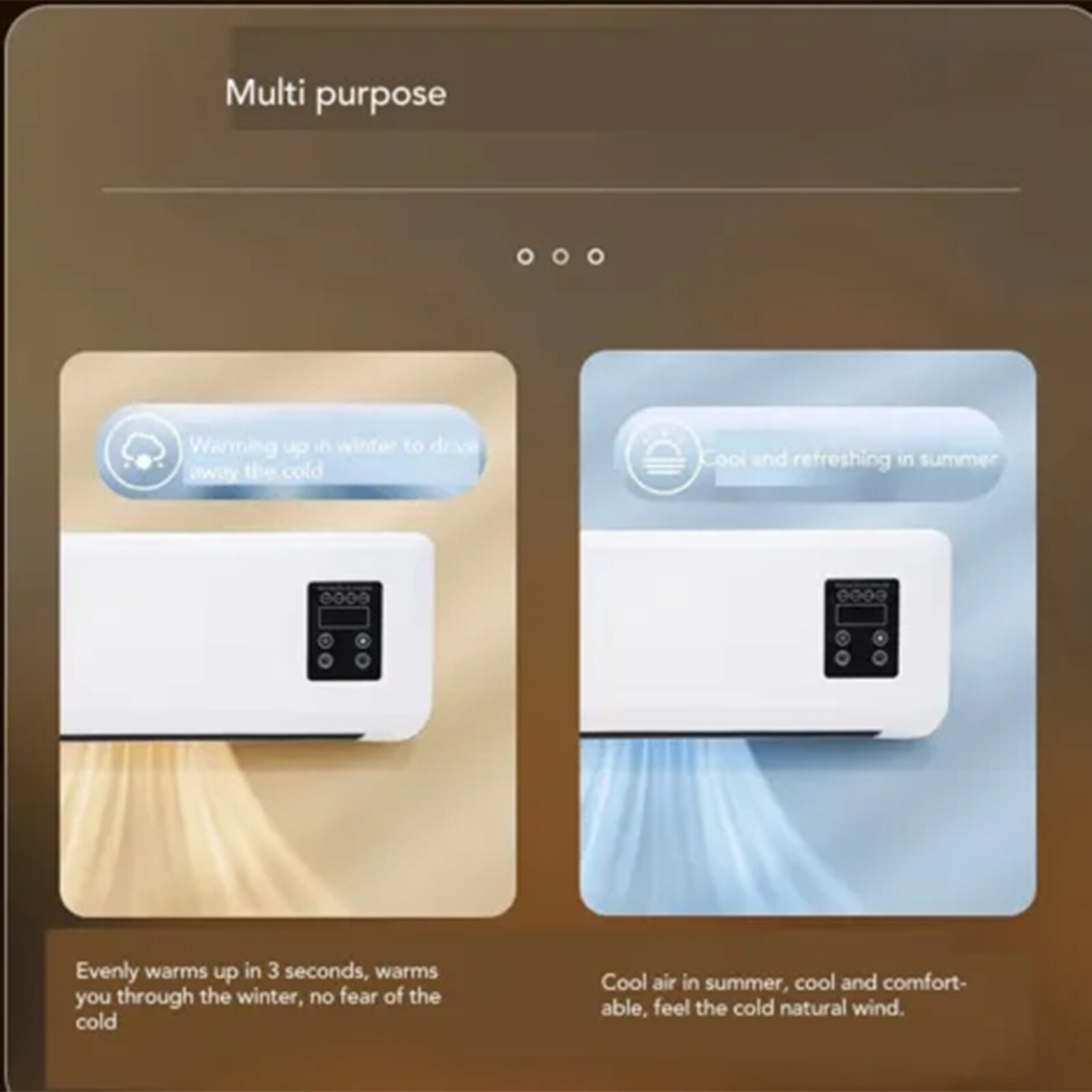 Electric Wall Heater Air Conditioner Wall Mounted Space Heater Fast Heating