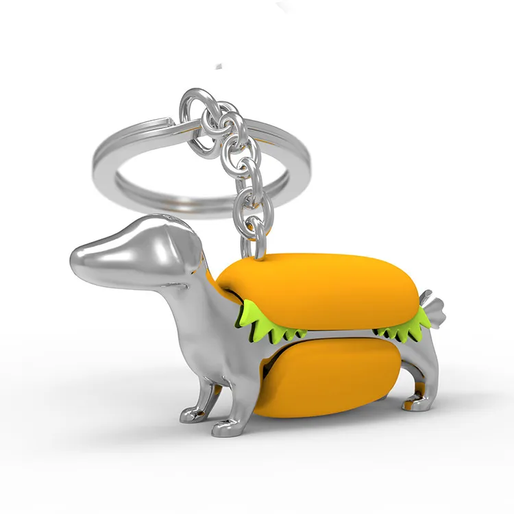 Dachshund Hot Dog Alloy Keychain Pendant Gift - Hot Dog Keychain