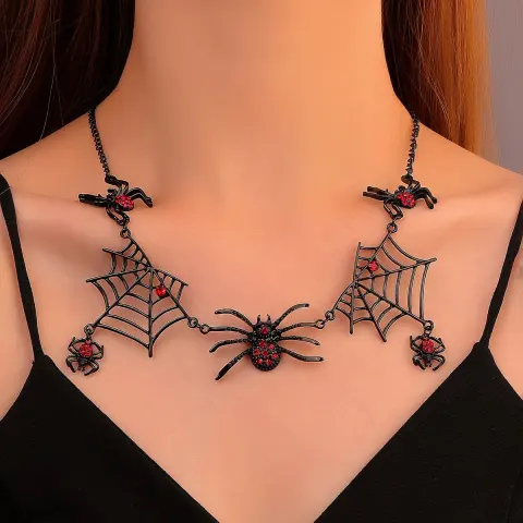 Halloween Spider and Web Necklace Personality Clavicle Fashion Jewelry