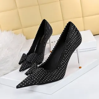 Sweet Women''s Princess Wedding Shoes Thin High Heels Shallow Mouth - Black