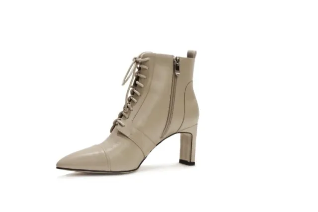Lace up Handsome High heeled Martin Short Boots Beige - Shop at LoveMi
