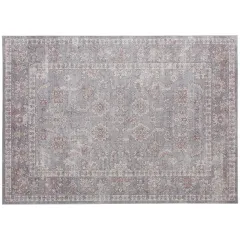Machine Washable Area Rug 5x7, Non-Slip Traditional Flower Print Floor Carpet For Living Room, Bedroom, Grey And Brown - Brown - View 1