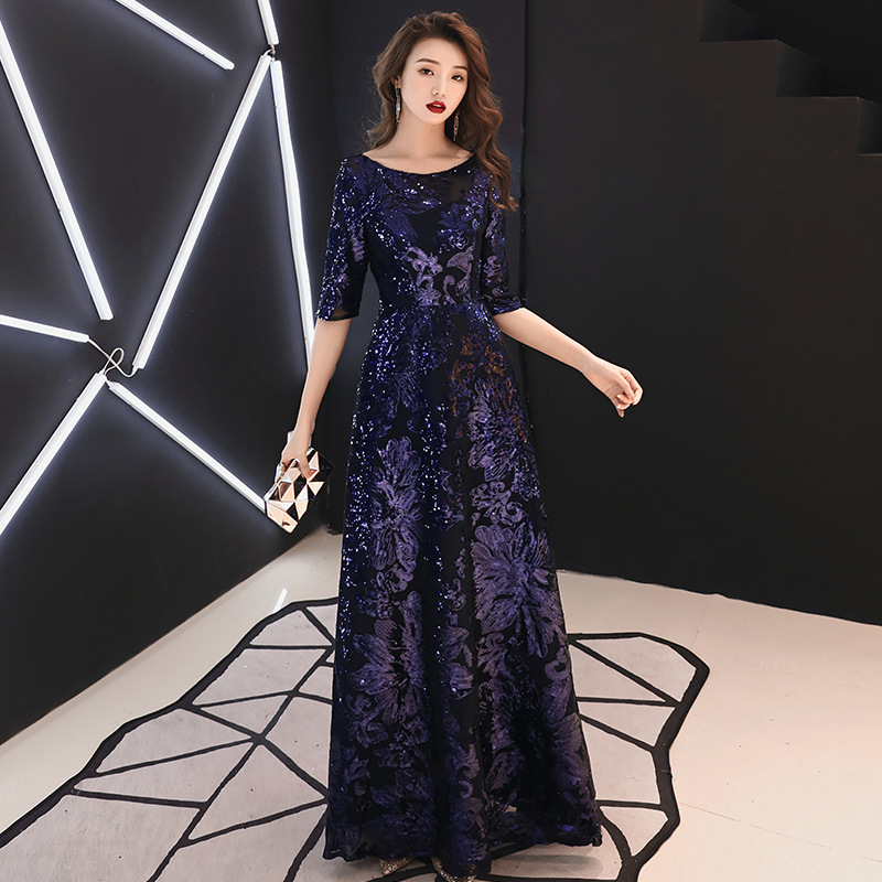 Mid sleeve Dress For The Grand Annual Meeting Of The Hostess Navy Blue - Shop at LoveMi