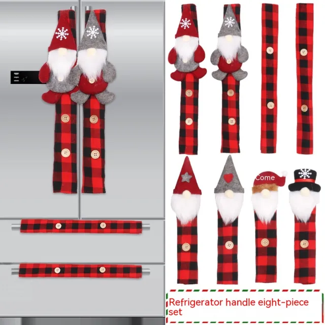 Christmas Decorations Cartoon Doll Refrigerator Handle Gloves Jjy99 Eight Piece Set - Shop at LoveMi