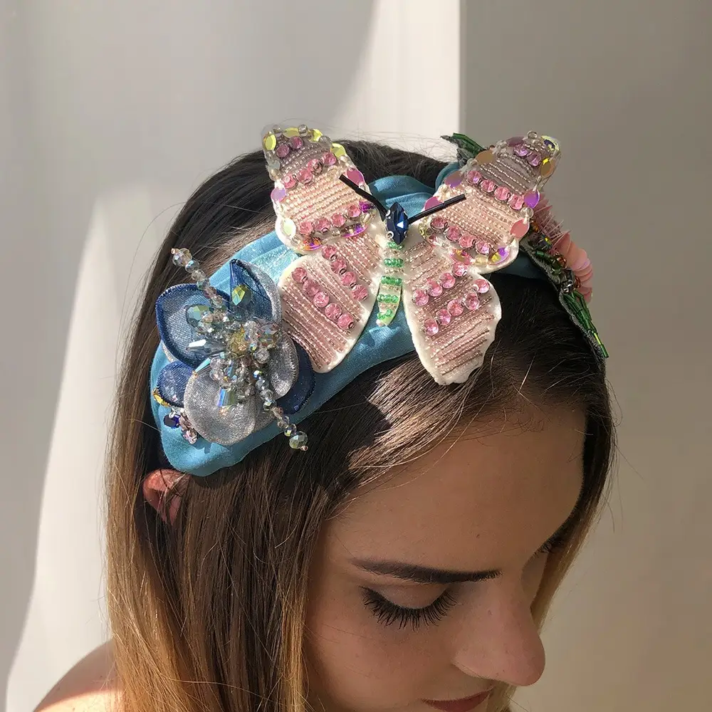 Rice Beads With Diamonds And Sequins Butterfly Headband
