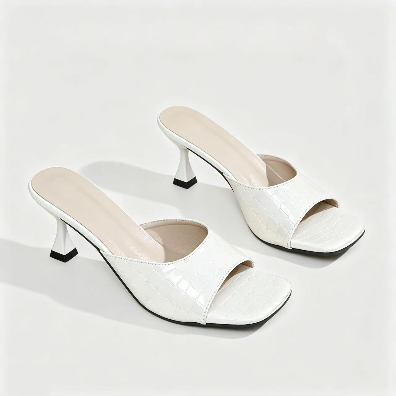 New Arrival Plus Size Women's Stiletto High Heel Slides, Summer Solid Color Fashion Outdoor Wear Versatile Heeled Sandals In Stock
