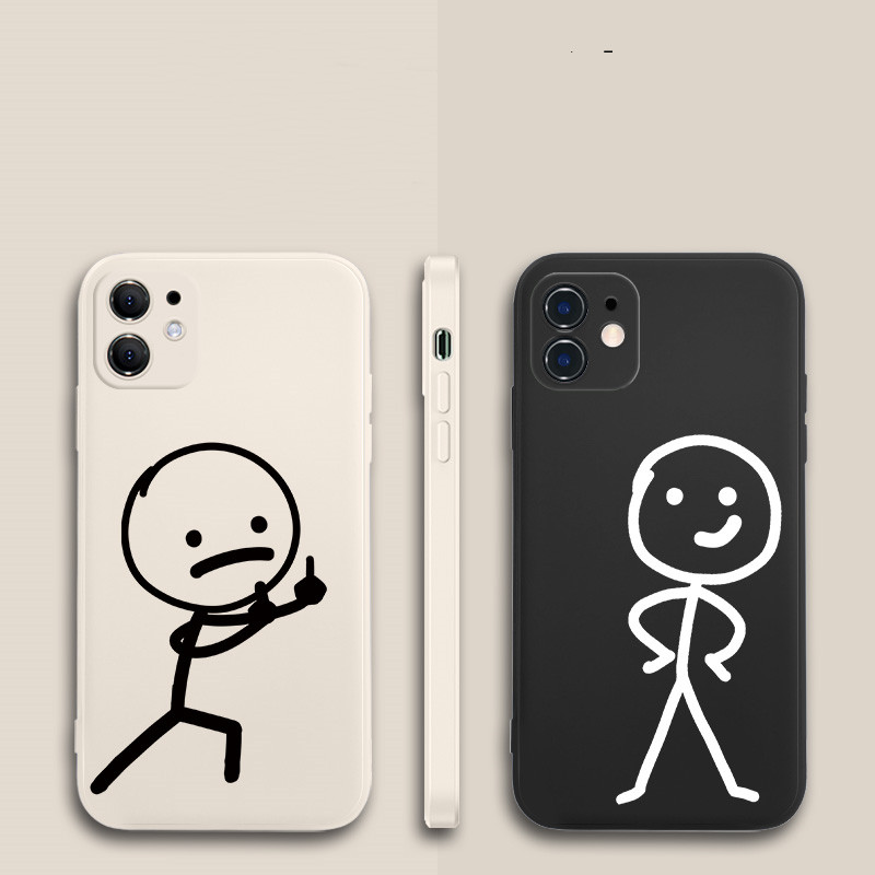 Funda silicona pareja muñeco personalidad ángulo recto