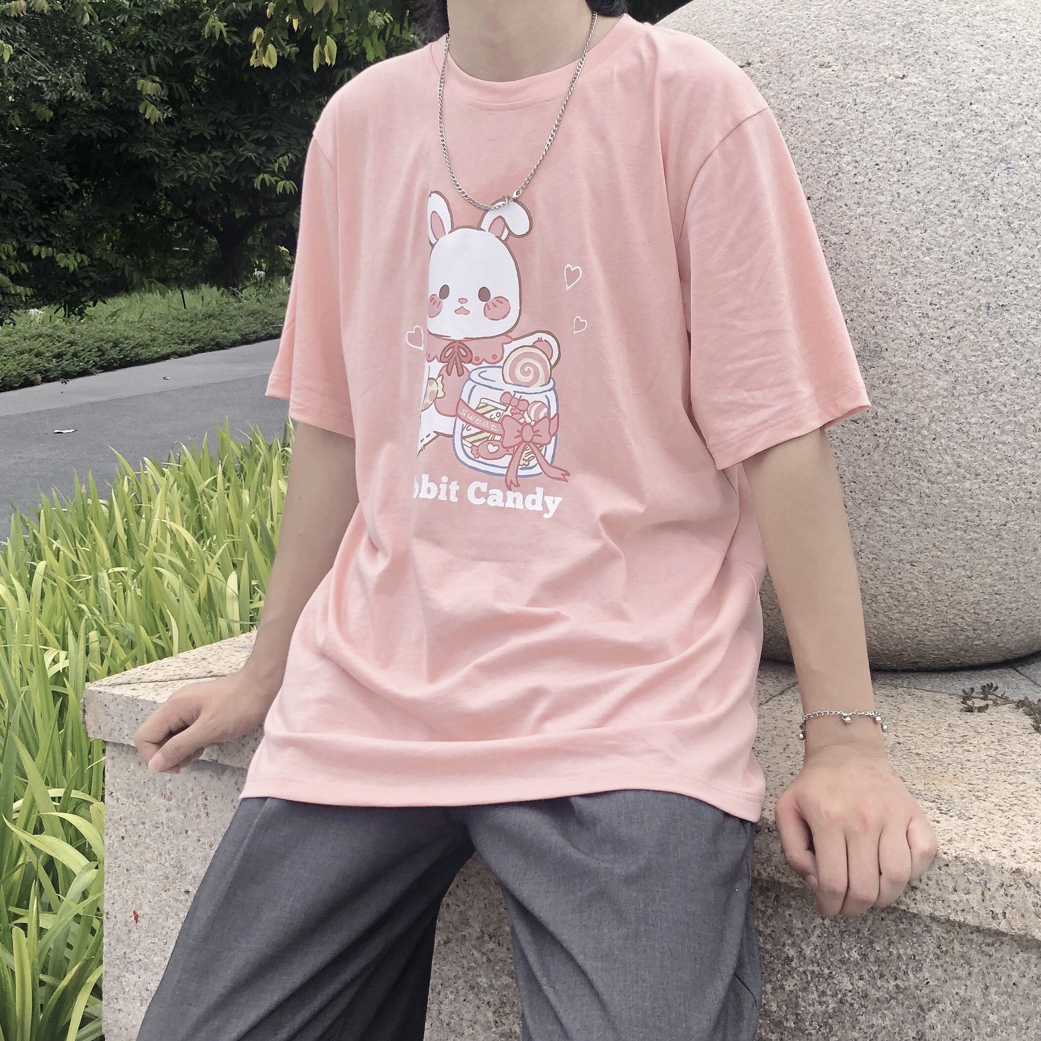 Title 3, Candy Bunny T-shirt Summer Cute Cartoon Bunny P...