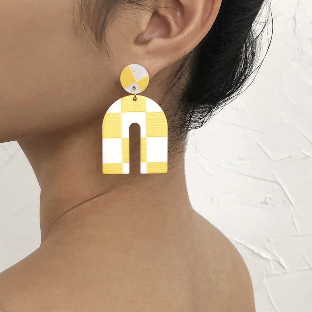 Simple Resin Candy Color Geometric Earrings