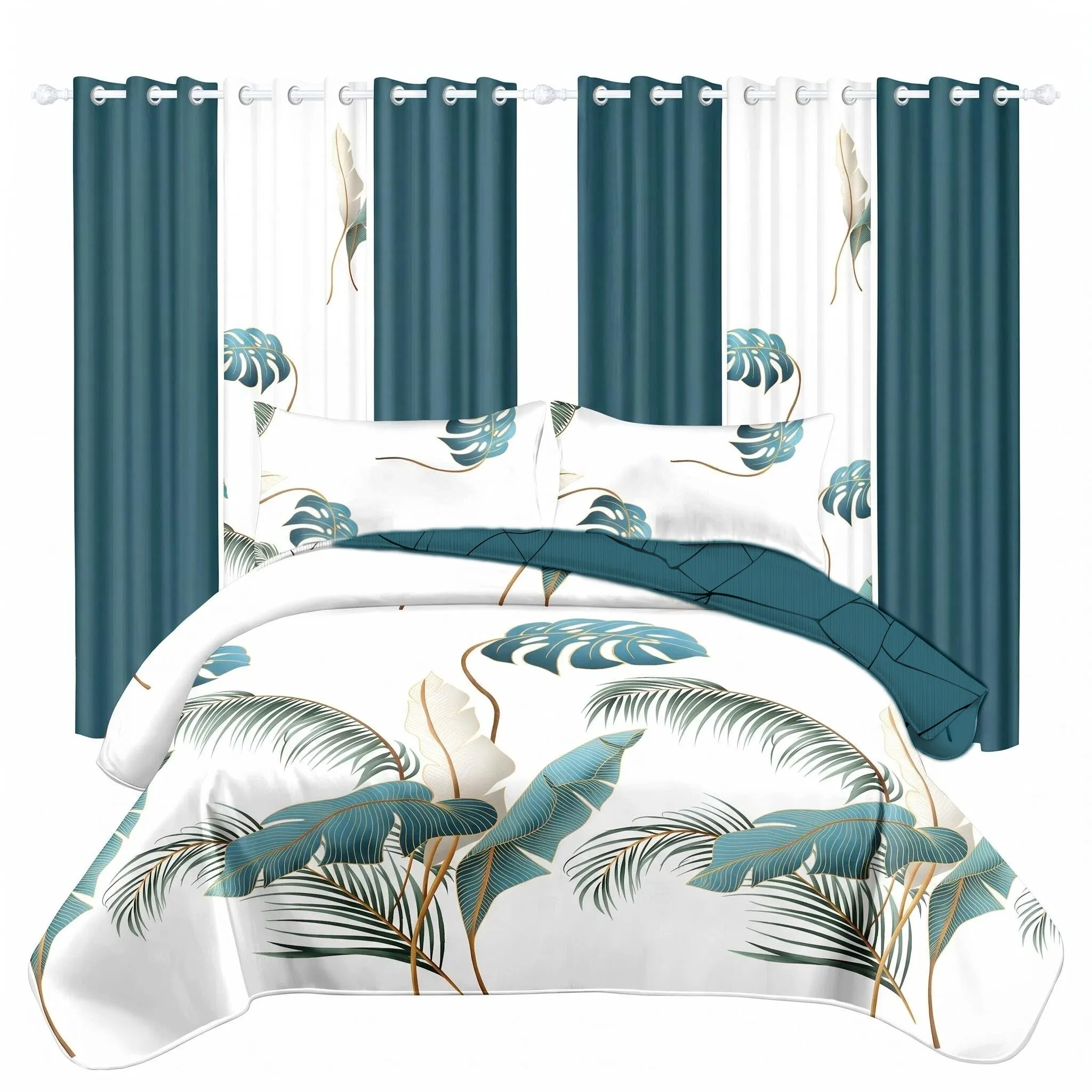 Tropical Palm Leaf Quilt Set