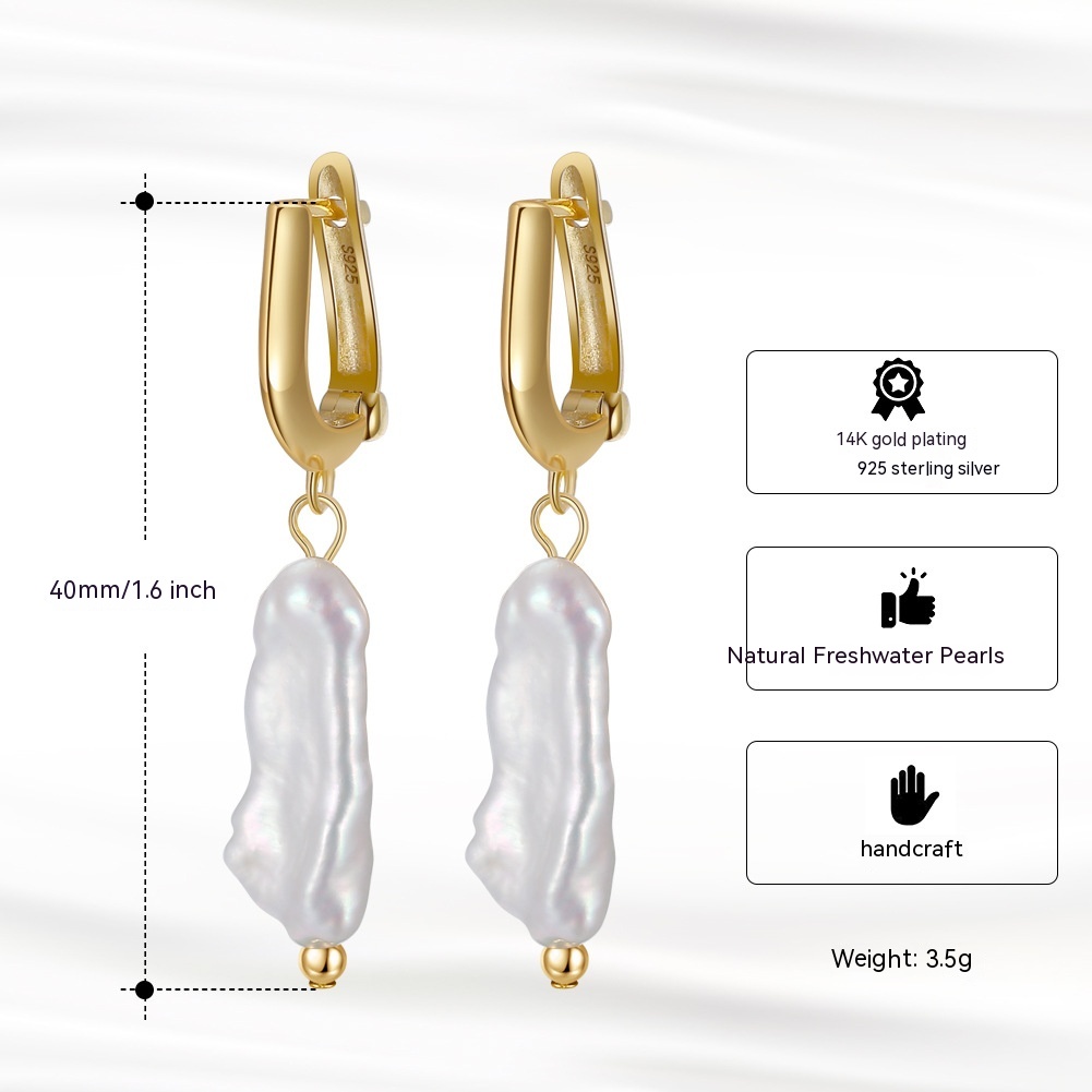 Title 2, S925 Sterling Silver Eardrops Natural Freshwate...