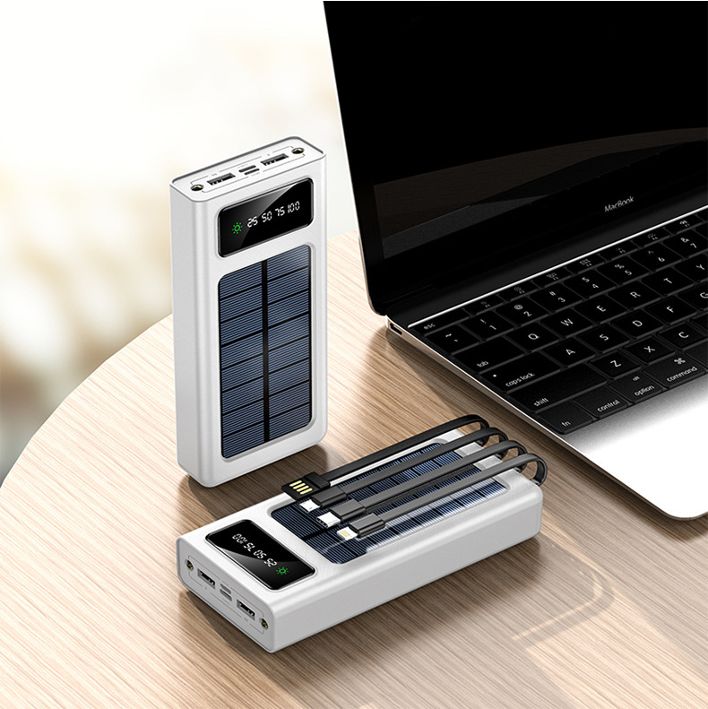 With Cable Solar Charging Unit 10000mAh Large Capacity Mobile Power Bank Parts