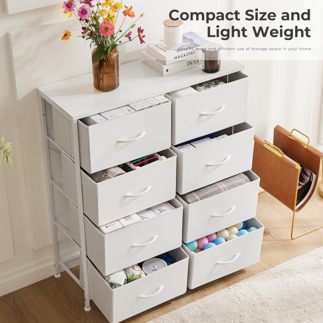 Tall Dresser Fabric Storage Tower ,Wooden Top For Kid Room, Closet, Entryway, Nursery image 30