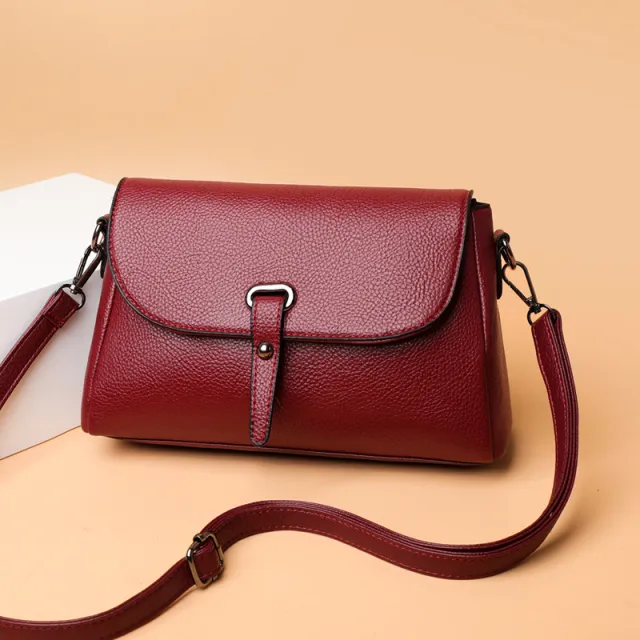 Middle aged Women's Soft Leather Large Capacity Clutch Bag Red - Shop at LoveMi