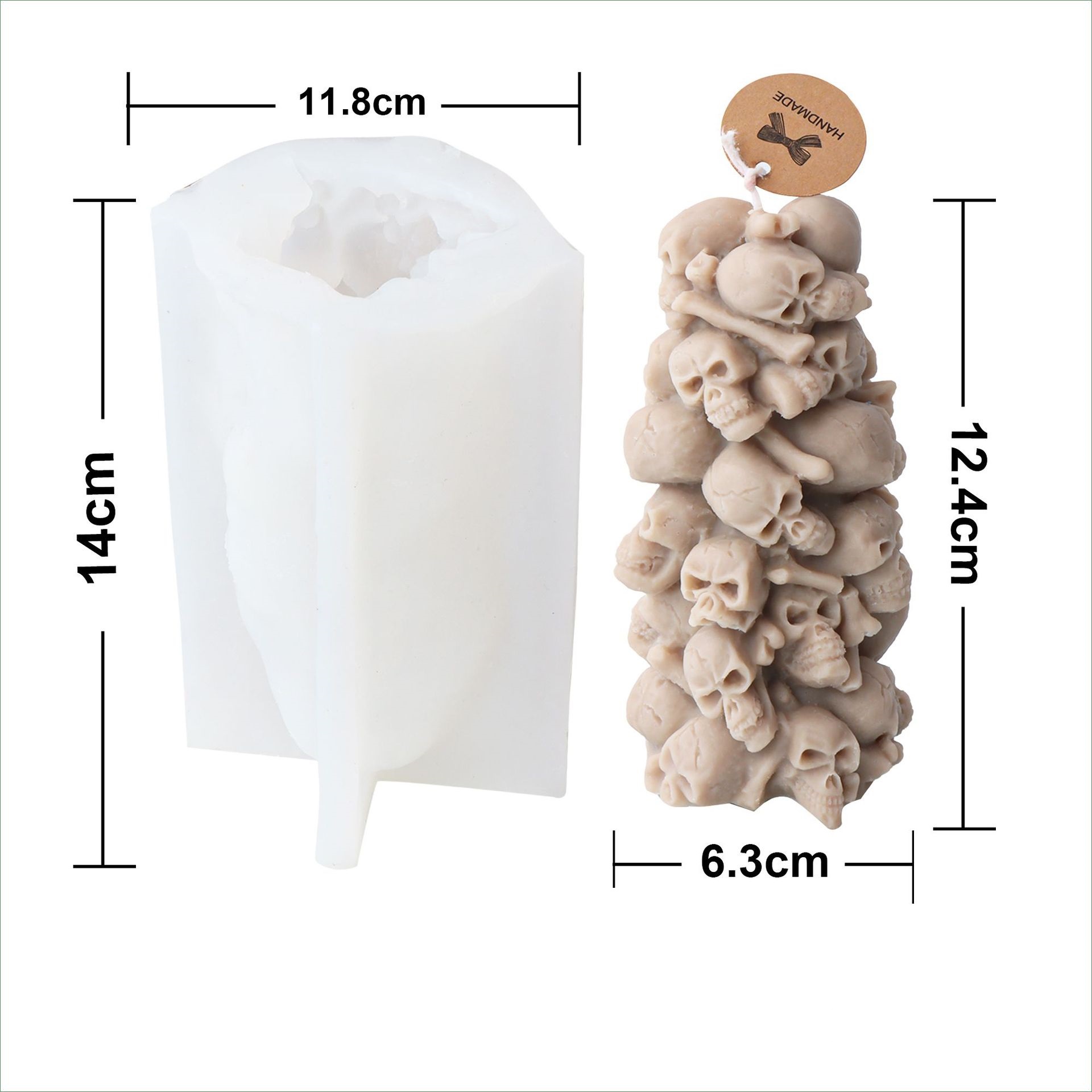 New Handmade Embossed Skull Pylon Type Candle Mould - 6