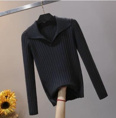 Gentle Wind Knitted Women's Long-sleeved Pullover Bottoming V-neck Sweater