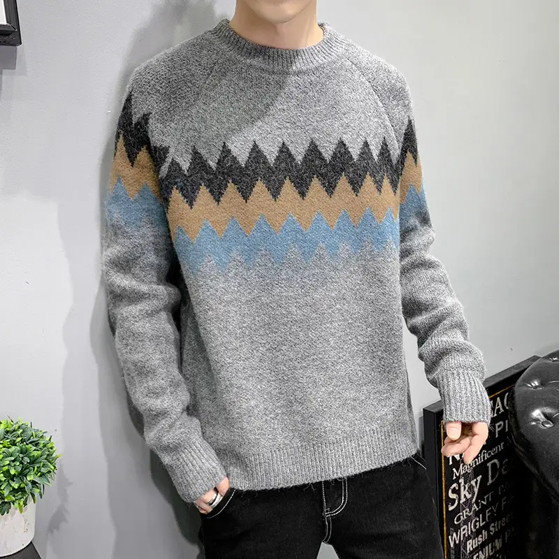 Trendy Personality Bottoming Shirt Knitted Cashmere Men's Winter Warm Clothing