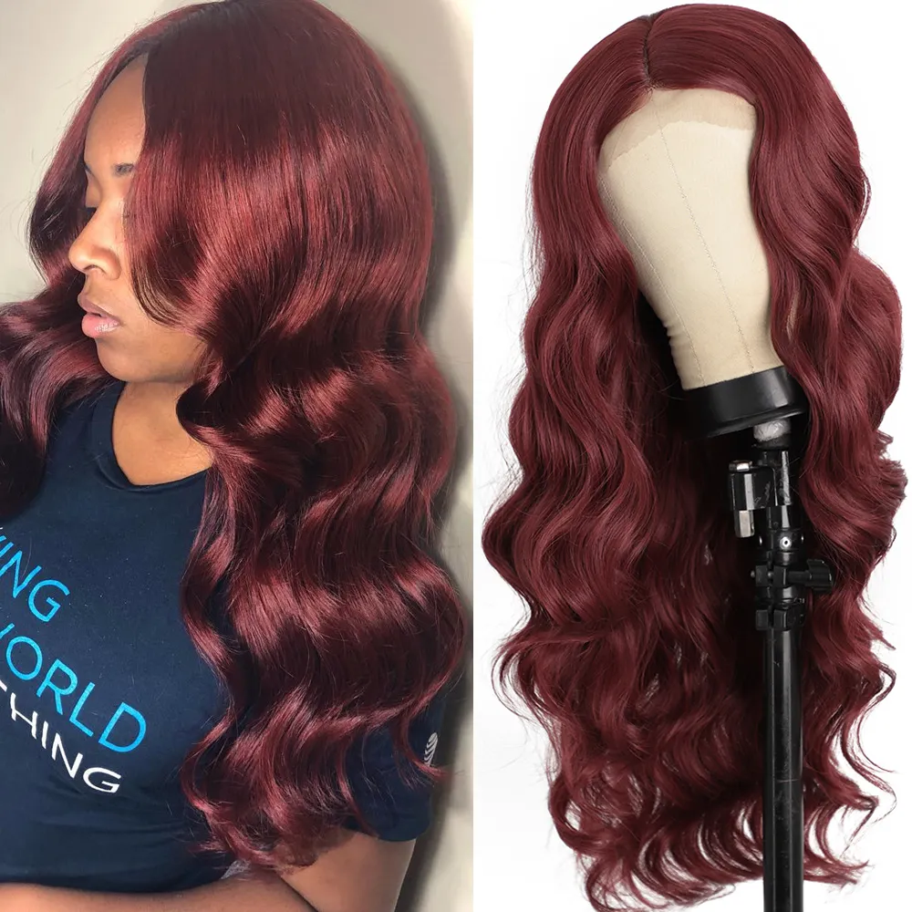 Women's Orange Medium Wavy Curly Synthetic Fiber