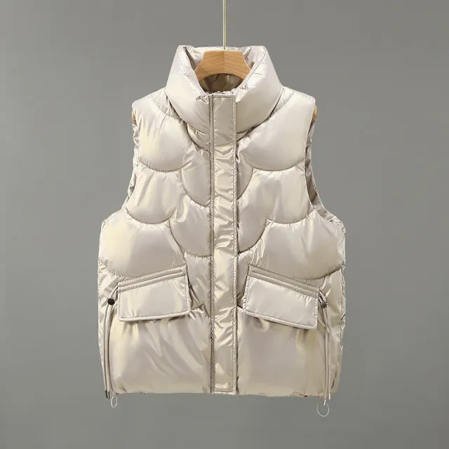 Fish Scale Bright Face Cotton Vest Short Style Champagne L - Shop at LoveMi