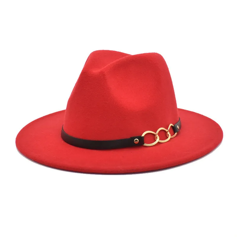 Women's Woolen Top Hat Belt Accessories - Orange Red
