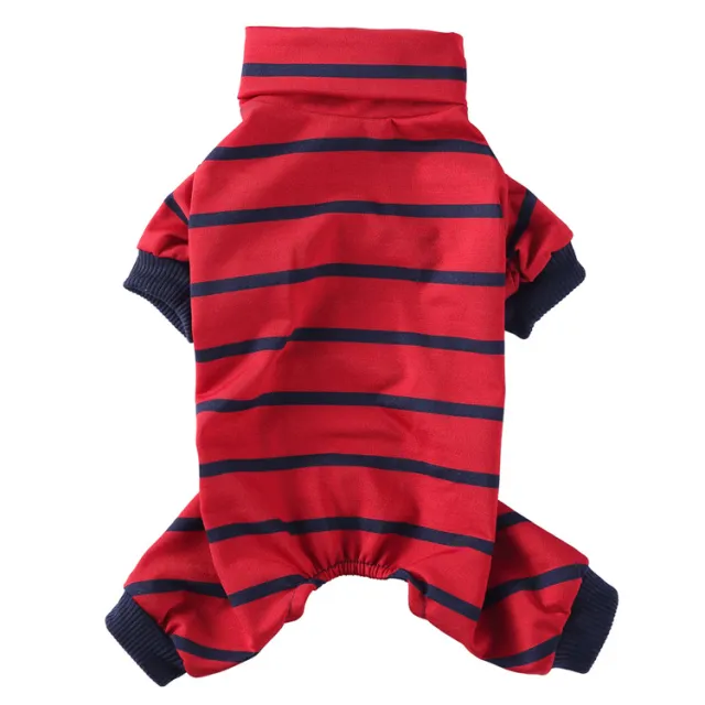 Fashion High Collar Striped Pet Dog Pajamas Red - Shop at LoveMi